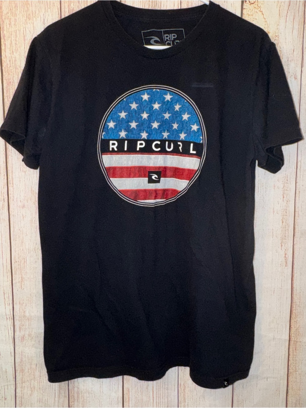 Rip Curl Men’s Black Graphic USA Flag T-Shirt Sz L